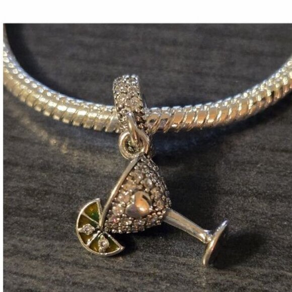 Silver Plated Cocktail Dangling Charm Pendant Pandora style - Picture 3 of 6